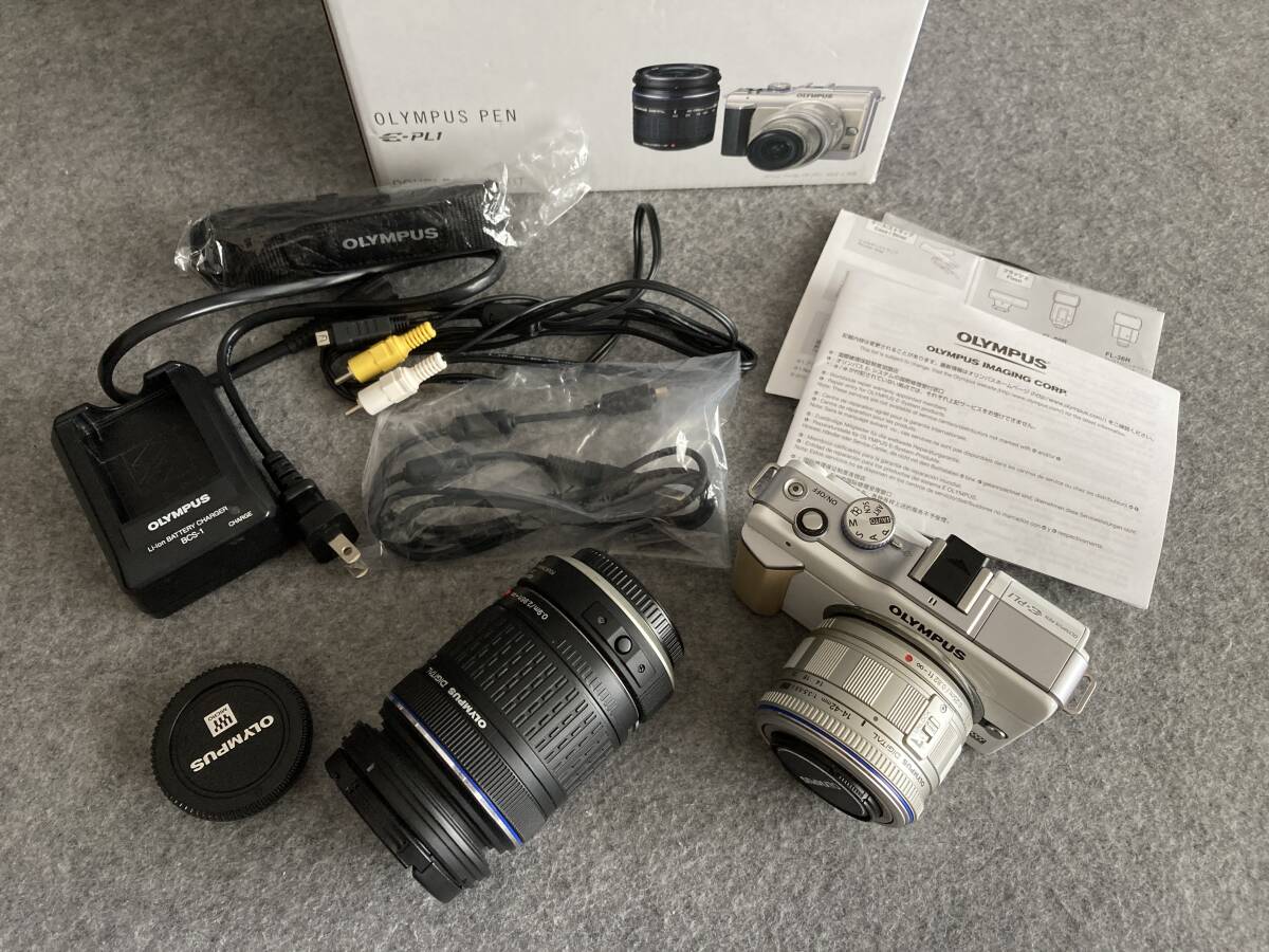 送料込 即決 OLYMPUS PEN E-PL1 DOUBLE ZOOM KIT M.ZUIKO DIGITAL ED 14-42mm ZUIKO DIGITAL ED 40-150mm ミラーレス一眼カメラ オリンパス拍卖