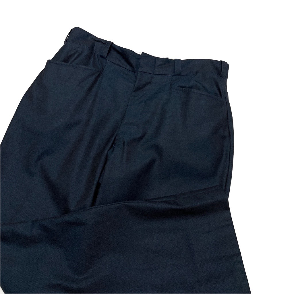 W33 70’s SANG WOO スラックス パンツ USA古着 / 紺 ネイビー ブーツカット フレア TALON ヴィンテージ ポリ拍卖