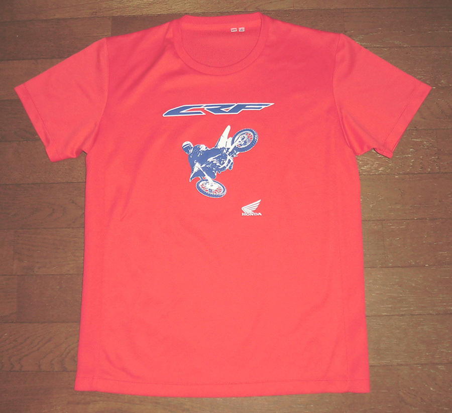 HONDA ホンダ CRF ユニクロ UT コラボ 限定 Tシャツ 半袖 ドライ カットソー RED S 使用少 美品/モトクロス本田技研ウイングマークHRC無限拍卖