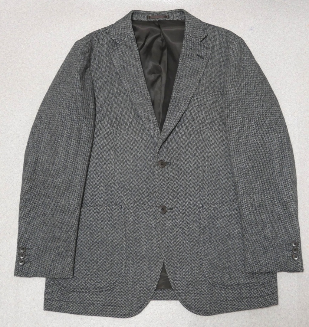 BENSALINA ツイード テーラードジャケット グレー L 秋冬 ブレザー 拍卖