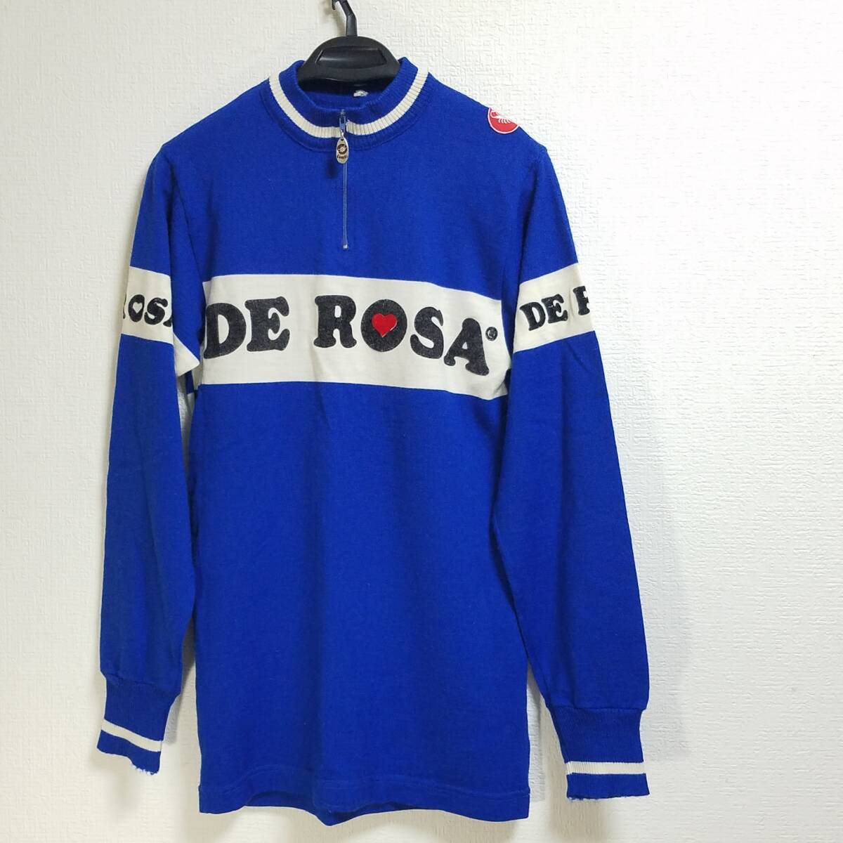 DE ROSA ヴィンテージ ウールジャージ サイズ(身巾41㎝) Castelli カステリ MADE IN ITALIA デローザ ※糸ほつれとダメージ有ります。拍卖