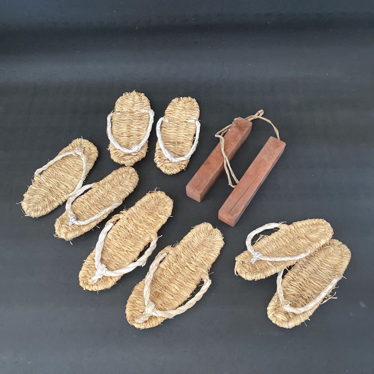 T3646 火の用心棒 古民具 消防 夜回り 草鞋 4足 古民具拍卖