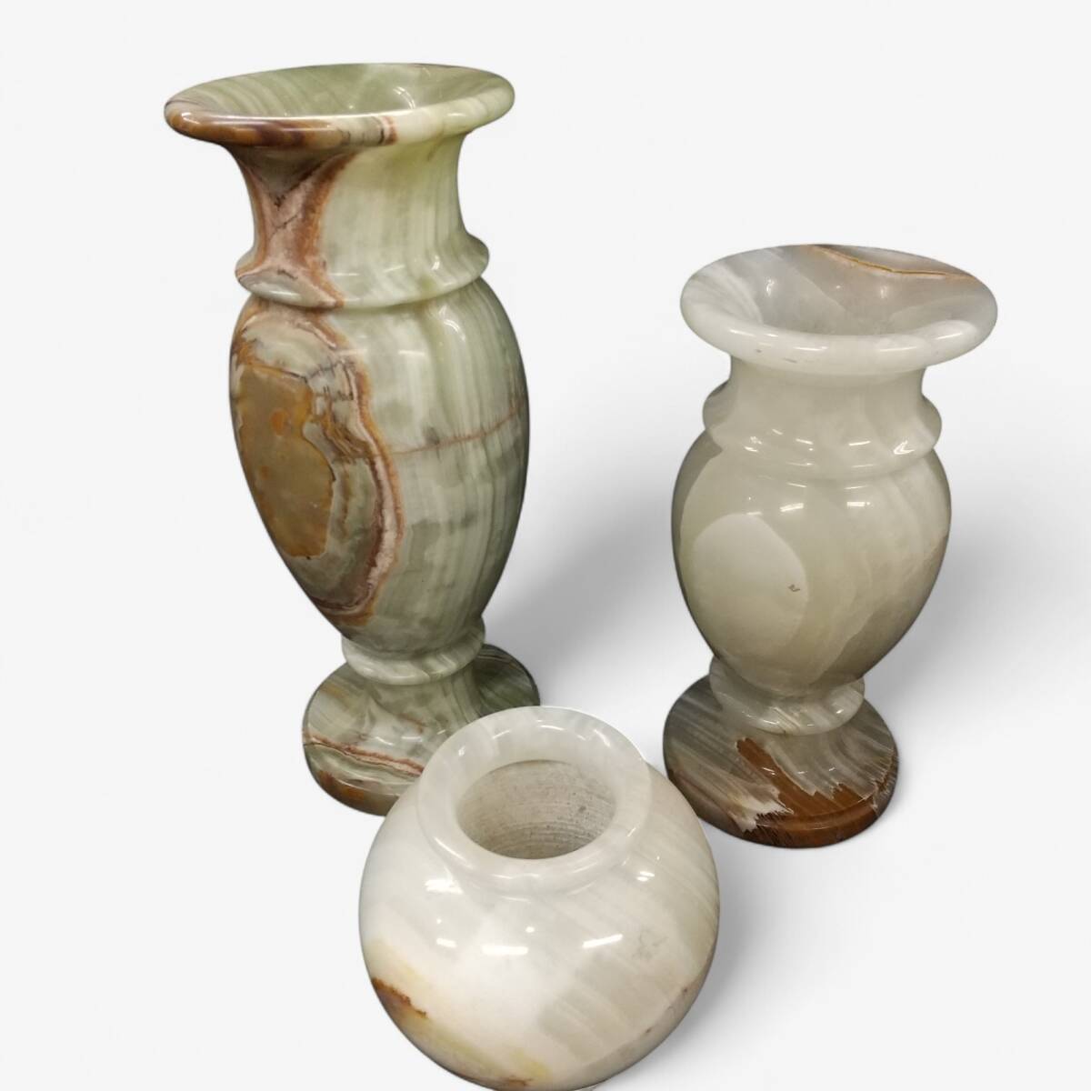 ◎天然石◎花瓶3点まとめて 大理石 オニックス オニキス 即発送 ※直接引取り歓迎拍卖
