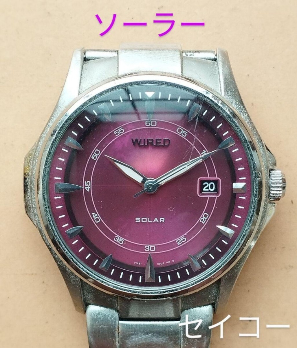 AX6 セイコー・ワイヤード ソーラー時計 稼働品 日付つき拍卖