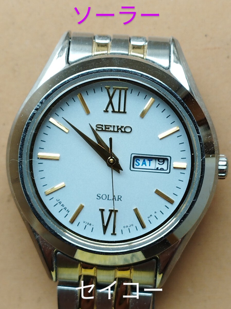 AW22 セイコー ソーラー時計 稼働品 曜日・日付つき レディース拍卖
