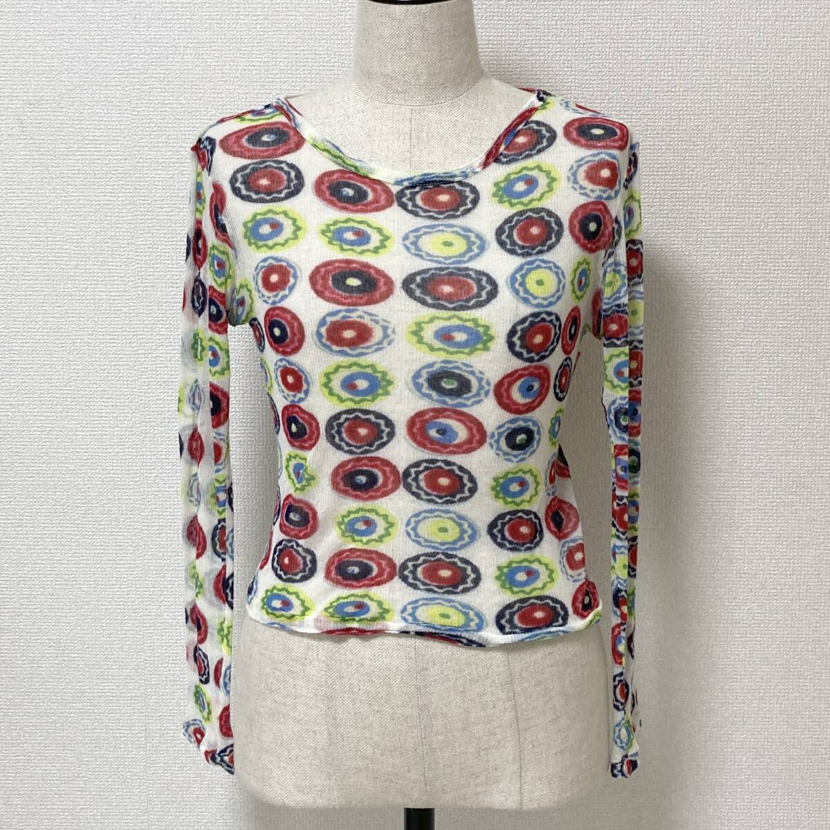 Y's Yohji Yamamoto シアー 総柄 ガーゼ リブ 長袖 カットソー 2サイズ ワイズ Tシャツ Tee archive 5070361拍卖