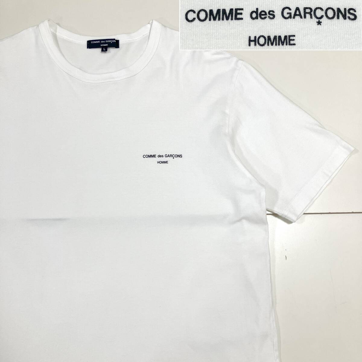 AD2020 COMME des GARCONS HOMME ロゴ 半袖 Tシャツ ホワイト 白 Lサイズ コムデギャルソンオム カットソー Tee archive 5060175拍卖