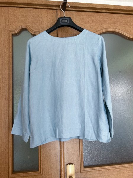 yh トップス チュニック ワイシャツ ラフ フリーサイズ 麻100% ナチュラル サラサラ 縫い合わせ 大人可愛 冷房紫外線対策 水色系拍卖