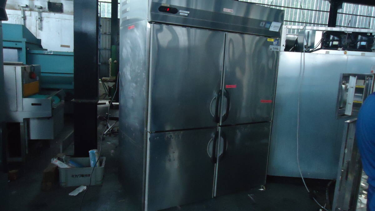 油谷 №5346 業務用冷蔵庫 1500㎜×800㎜×高さ1980㎜ 冷蔵庫 SANYO SRR-F1581S 100V 店舗 -5度 動作良好 4枚ドア 大型 年式不明拍卖