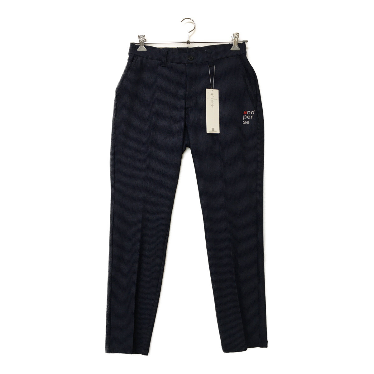 coco 未使用品【値下げ】 アンパスィ and per se メンズパンツ L 紺×紺 【2024年春夏モデル】ストライプ レターパックプラス発送可100540拍卖