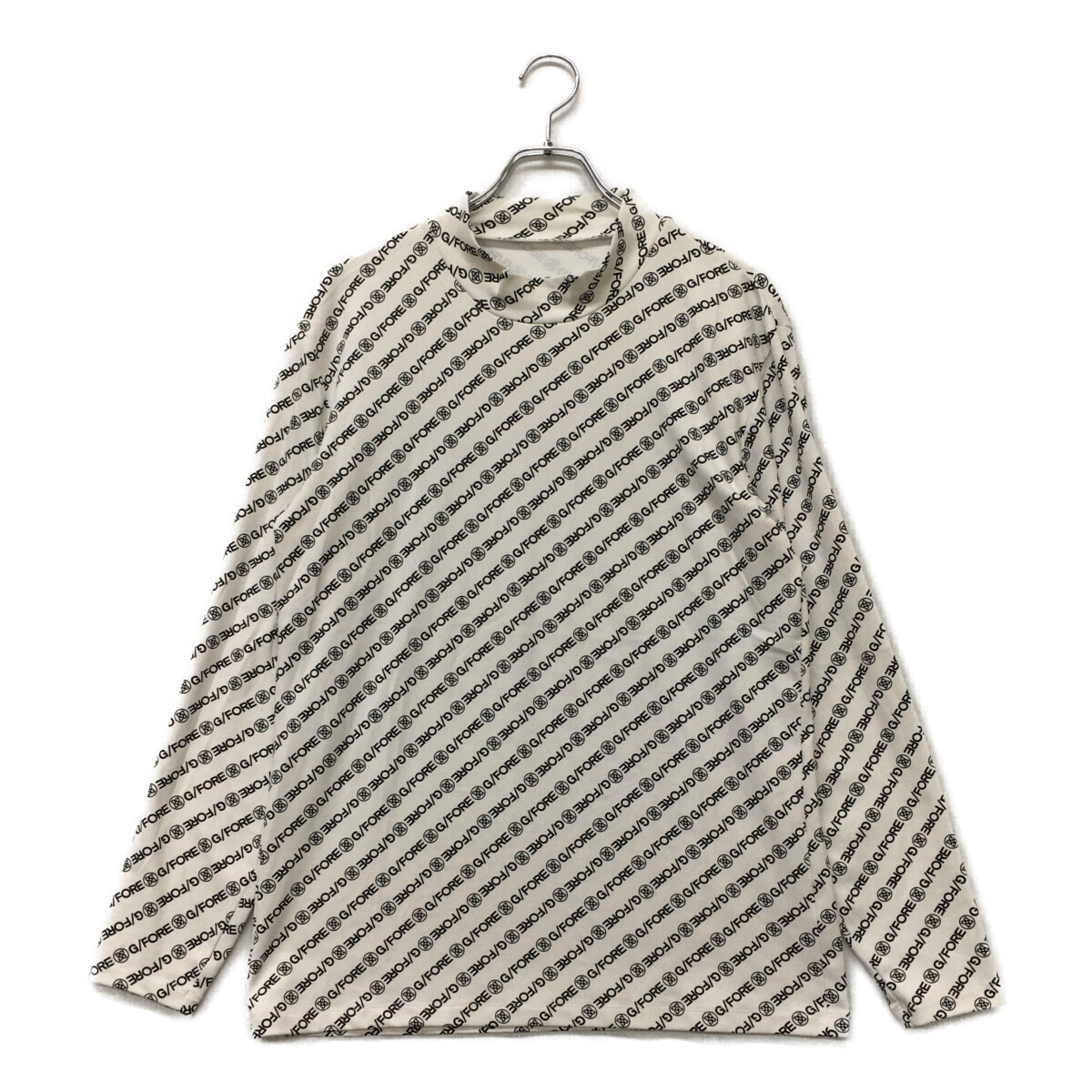 coco 中古【SALE】ジーフォア G/FORE メンズ 長袖シャツ 2(L) 白×黒 モックネック ロゴ ストレッチ レターパックプラス発送可 112482拍卖
