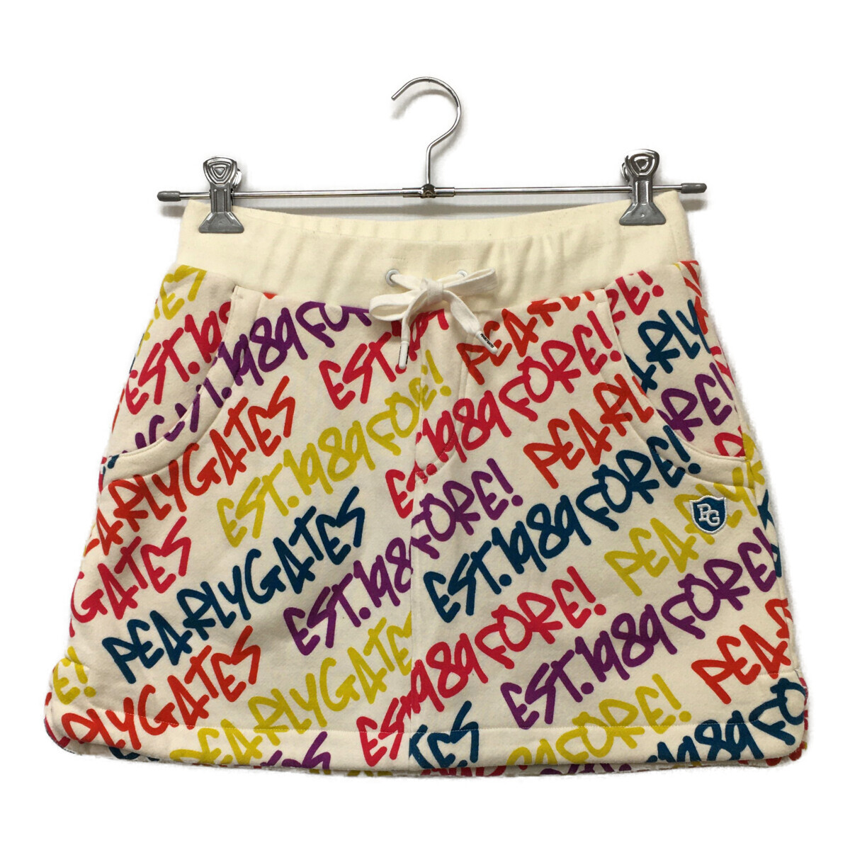 coco 中古【SALE】パーリーゲイツ レディース スカート 1(M) 白×マルチカラー インナーパンツ一体型 レターパックプラス発送可 112365拍卖