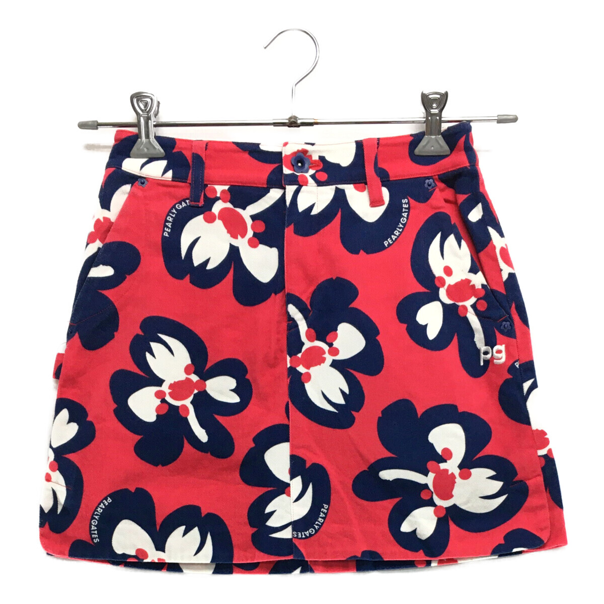 coco 中古【SALE】パーリーゲイツ PEARLY GATES レディース スカート 00(XS) ピンク×紺×白 桜柄 レターパックプラス発送可 98456拍卖
