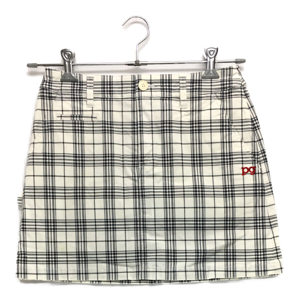 coco 中古【SALE】パーリーゲイツ PEARLY GATES レディース スカート 0(S) 白×黒 チェック レターパックプラス発送可 98457拍卖