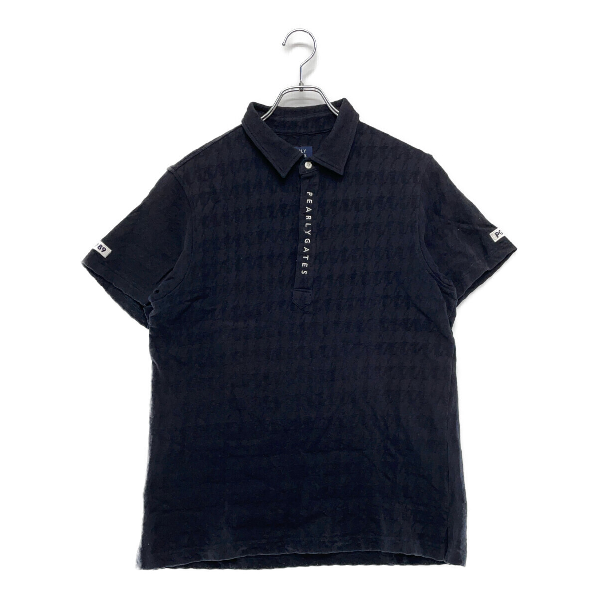 coco 中古【SALE】パーリーゲイツ PEARLY GATES メンズ 半袖ポロシャツ 6(LL) ネイビー 千鳥柄 レターパックプラス発送可 98465拍卖
