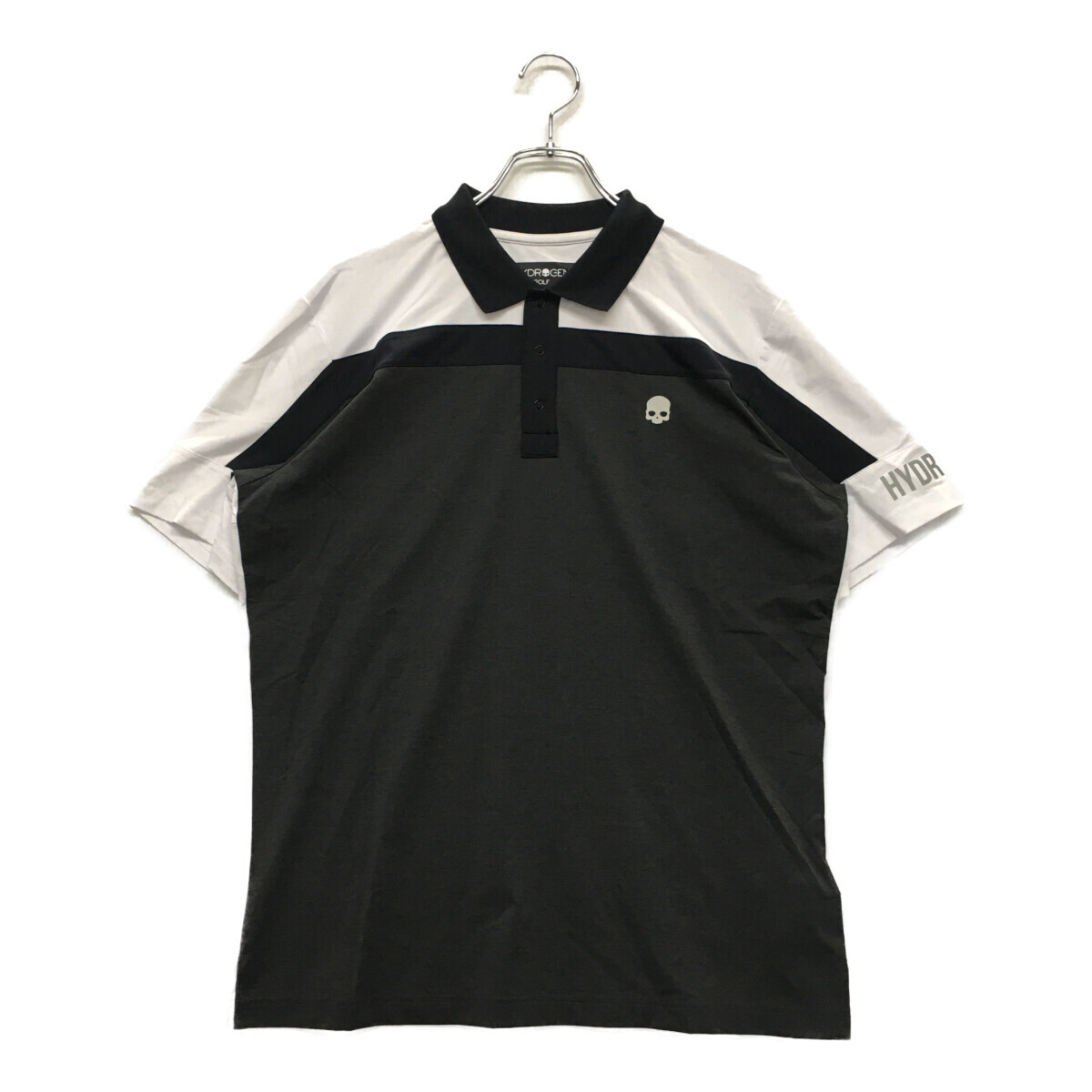 coco 未使用品【SALE】 ハイドロゲン HYDROGEN メンズ 半袖ポロシャツ XL グレー×白 レターパックプラス発送可 88485拍卖