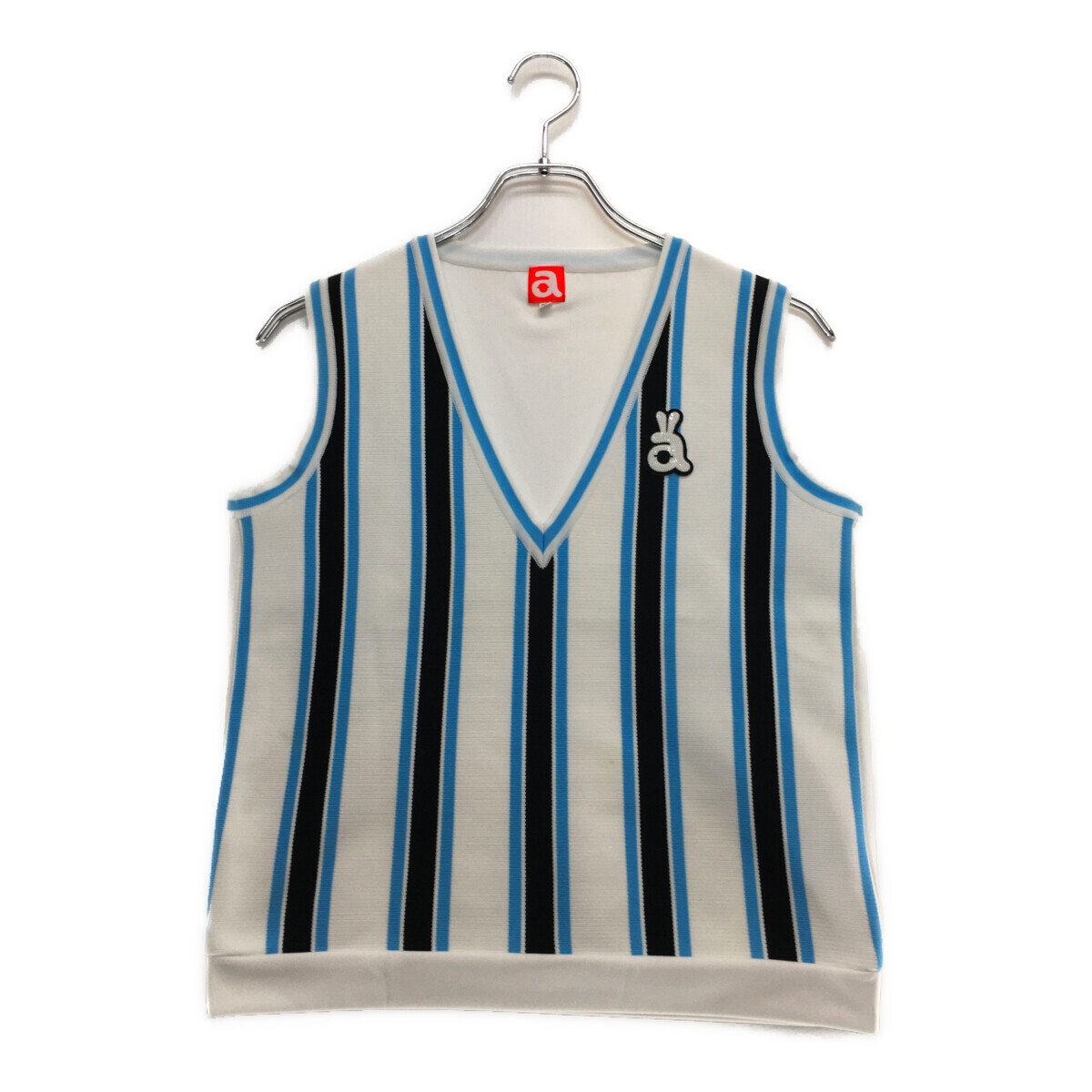 coco 中古【SALE】アルチビオ archivio レディース ベスト 38(M) 白×紺×水色 Vネック ニット 軽量 レターパックプラス発送可 98543拍卖