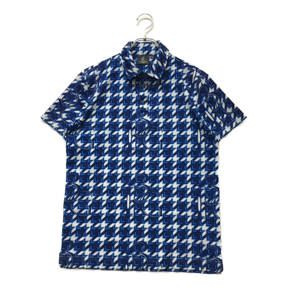 coco 中古【値下げ】ウノピュウノウグァーレトレ 1piu1uguale3 メンズ 半袖ポロシャツ 3(S) 青 ブルー 総柄 ネコパケ発送可 K2215拍卖