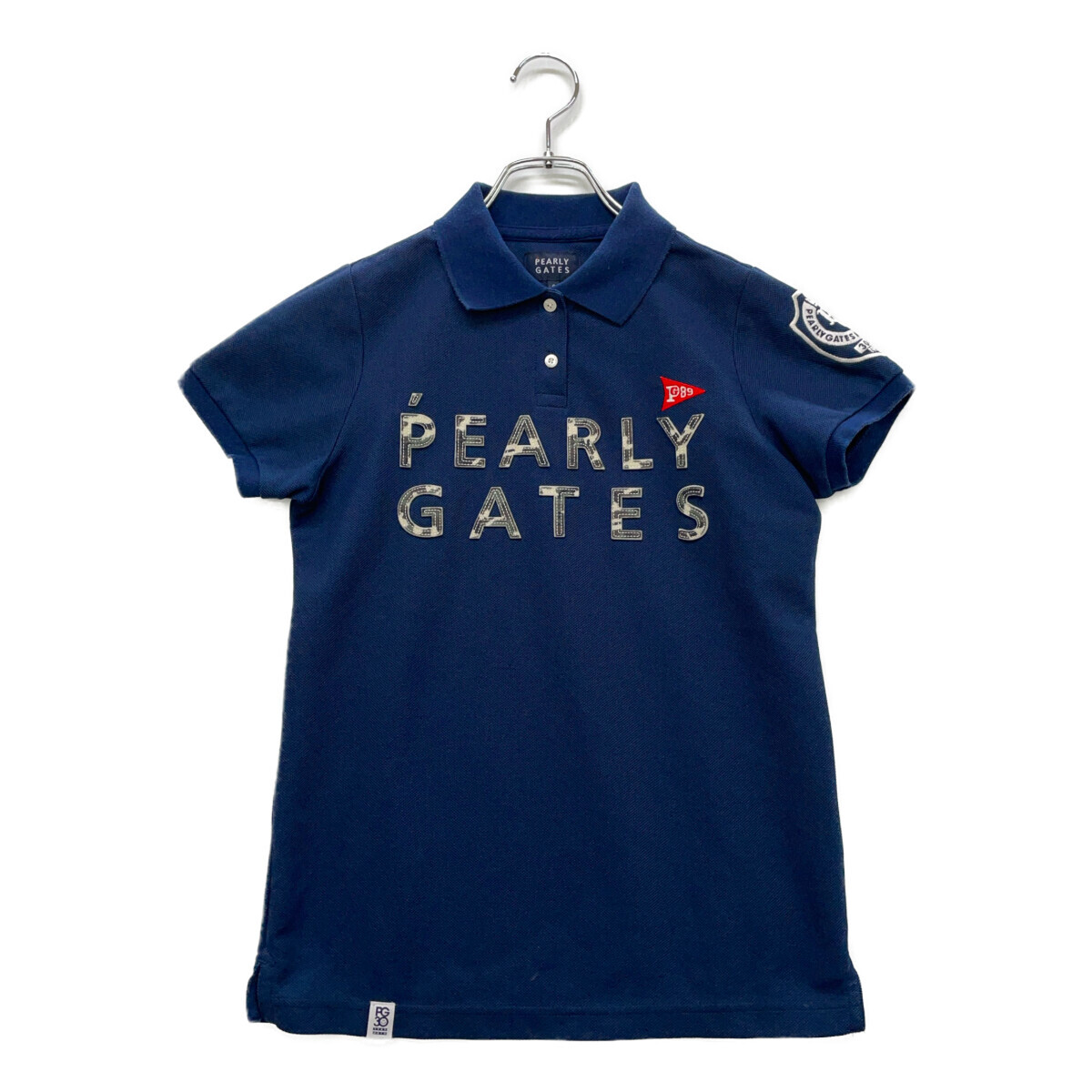 coco 中古【SALE】 パーリーゲイツ PEARLY GATES レディース 半袖ポロシャツ 0(S) 紺 迷彩 カモフラ レターパックプラス発送可 91908拍卖