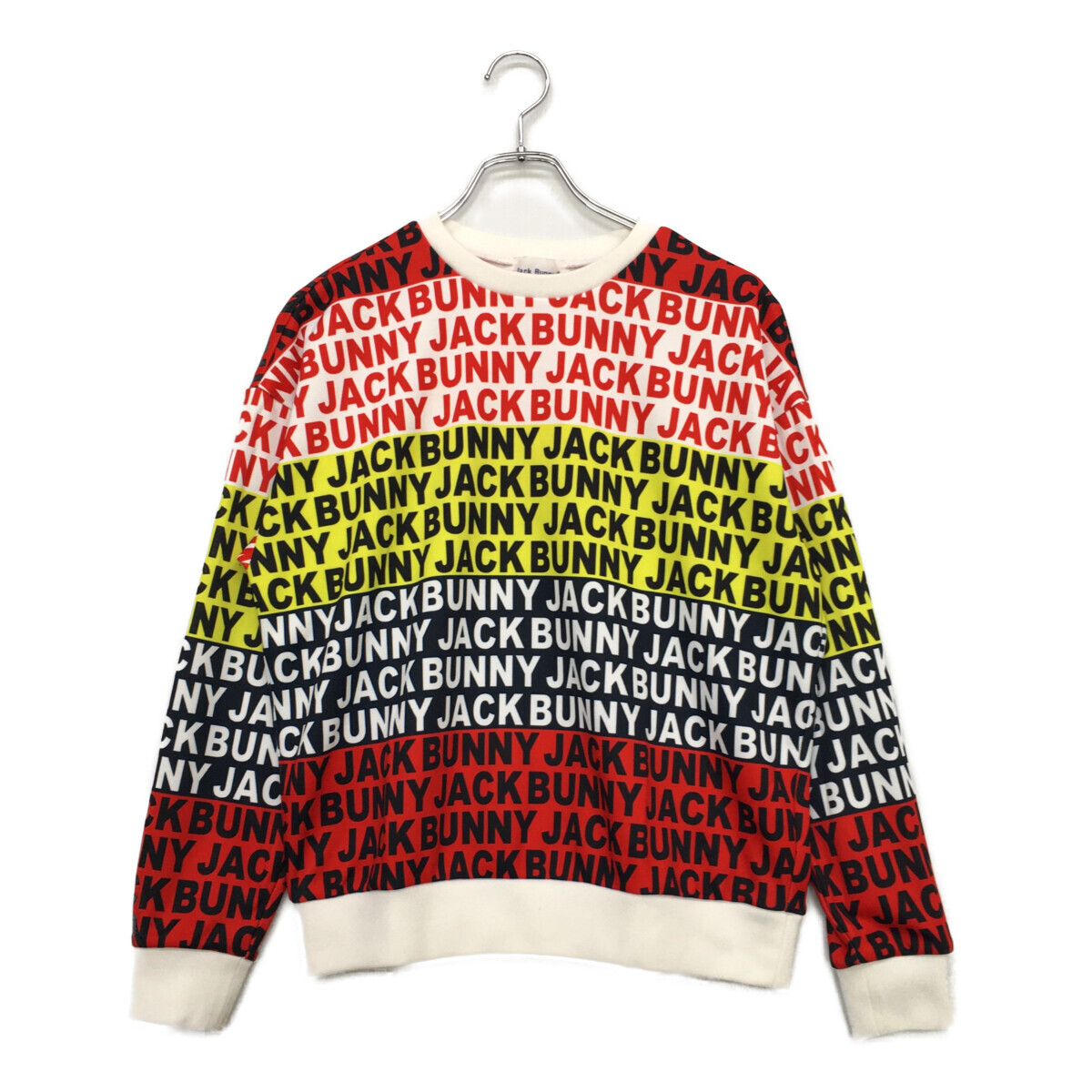 coco 中古【SALE】 ジャックバニー Jack Bunny!! レディース 長袖プルオーバー 1(M) 白×カラフル 総柄 レターパックプラス発送可 87679拍卖