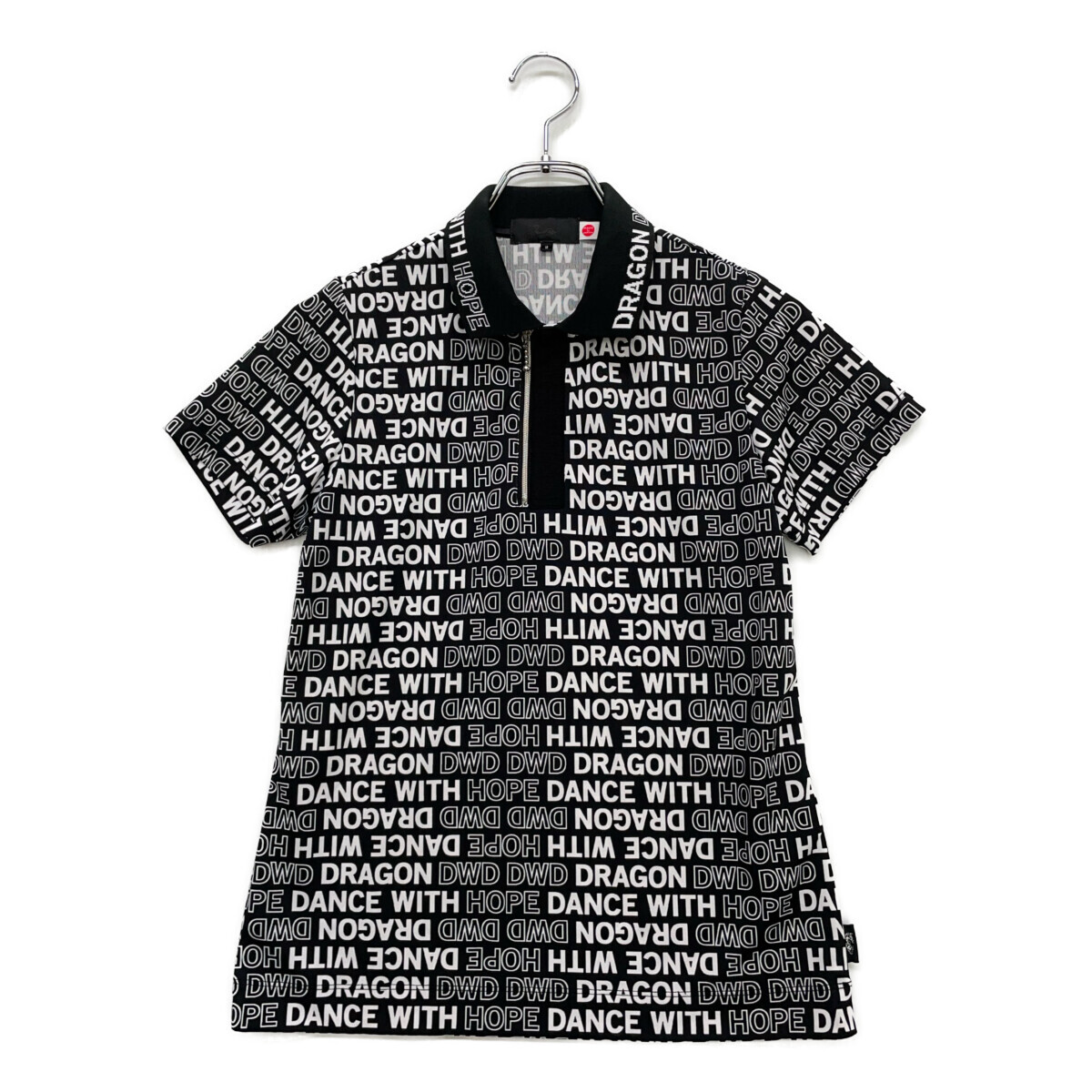 coco 中古【SALE】 ダンスウィズドラゴン DANCE WITH DRAGON レディース 半袖ポロシャツ 2(M) 黒×白 レターパックプラス発送可 93306拍卖