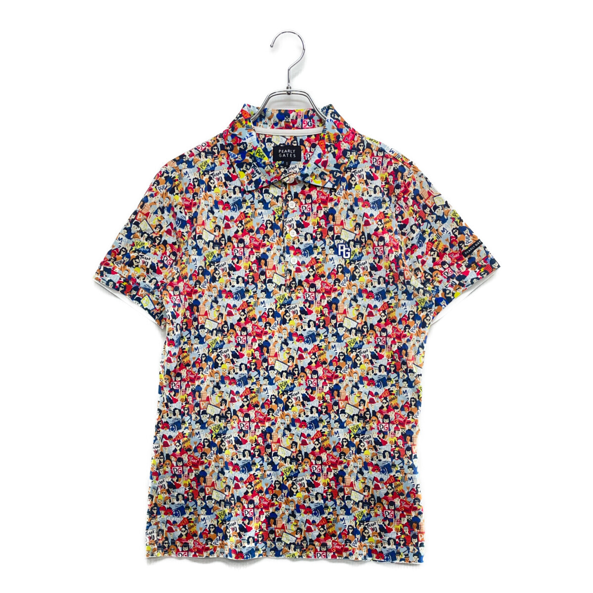 coco 中古【SALE】パーリーゲイツ PEARLY GATES メンズ 半袖ポロシャツ 5(L) マルチカラー 総柄 レターパックプラス発送可 113347拍卖