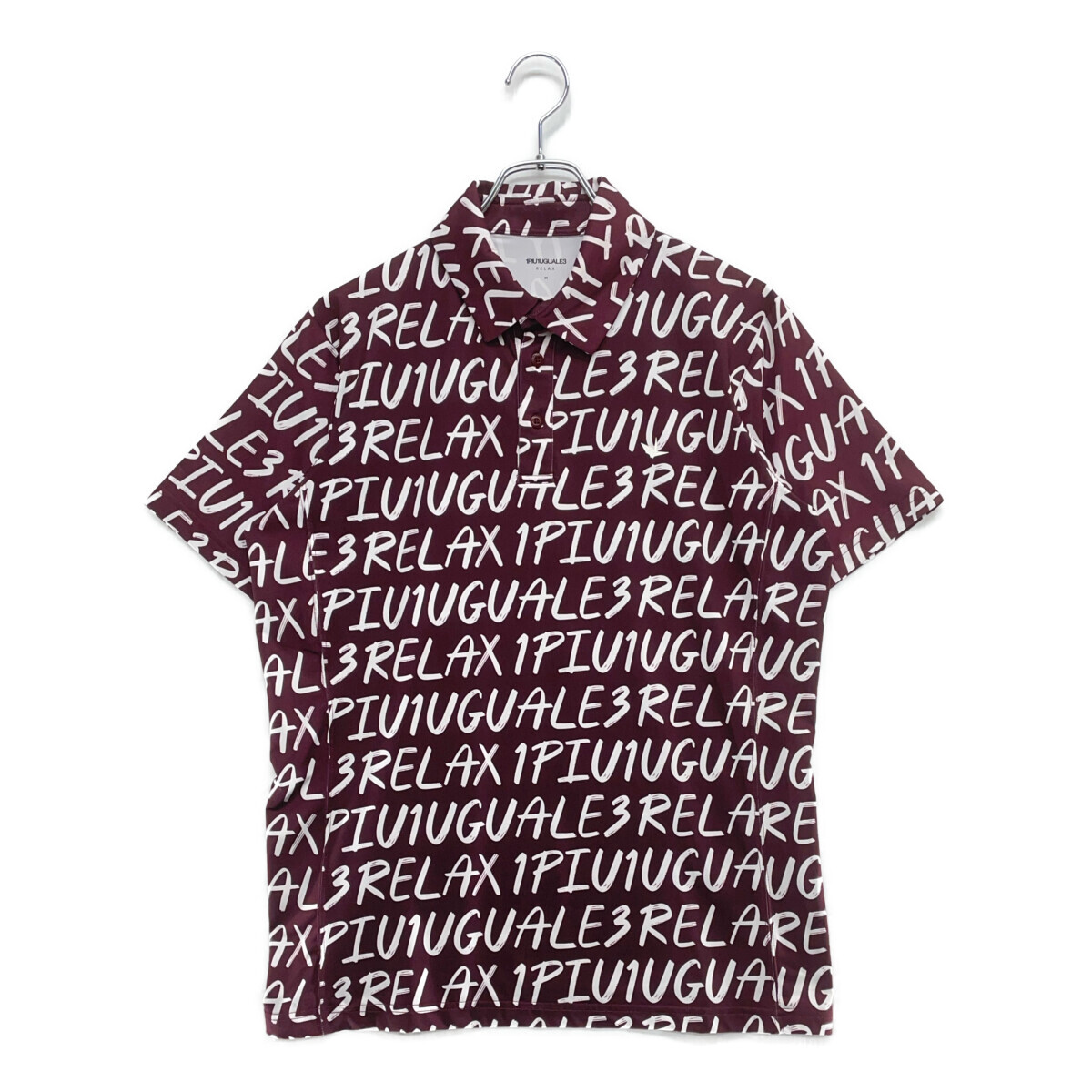 coco 中古【SALE】ウノピュウノウグァーレトレ リラックス メンズ 半袖ポロシャツ M ワインレッド 総柄 ネコパケ発送可 113346拍卖