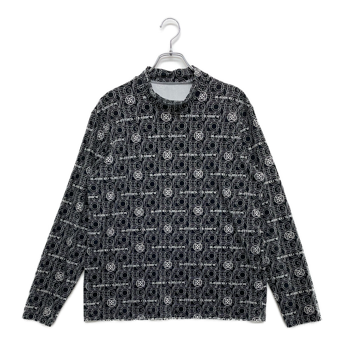 coco 中古【SALE】ジーフォア G/FORE メンズ 長袖シャツ 3(LL) 黒 モックネック 裏微起毛 総柄 レターパックプラス発送可 98931拍卖