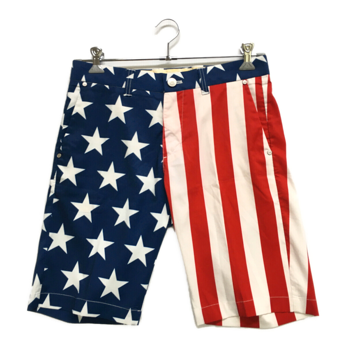 coco 中古【値下げ】 ラウドマウス LOUDMOUTH メンズ ハーフパンツ M 白×赤×紺 星条旗柄 薄手/軽量 レターパックプラス発送可 93059拍卖