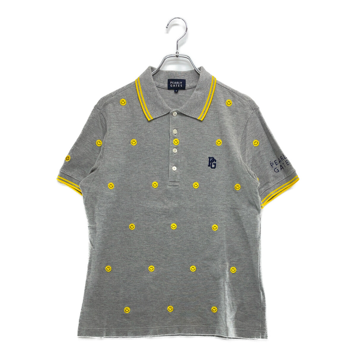 coco 中古【SALE】パーリーゲイツ PEARLY GATES メンズ 半袖ポロシャツ 5(L) グレー PGスマイル レターパックプラス発送可 113397拍卖