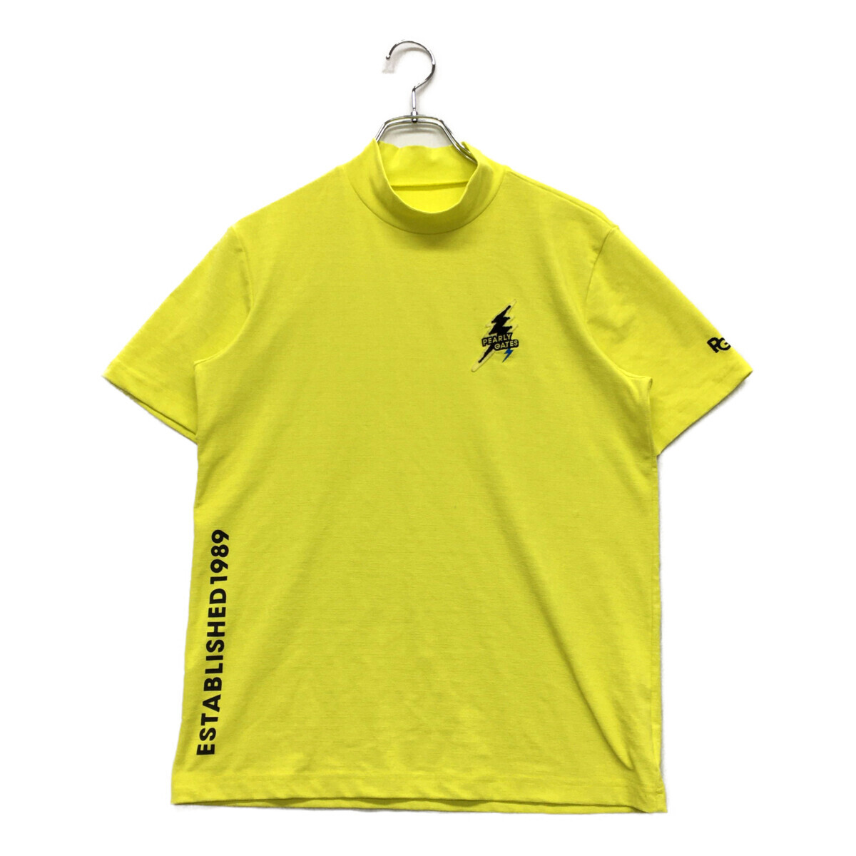 coco 中古【値下げ】 パーリーゲイツ メンズ 半袖シャツ 3(S) 黄 イエロー モックネック ストレッチ レターパックプラス発送可 90586拍卖