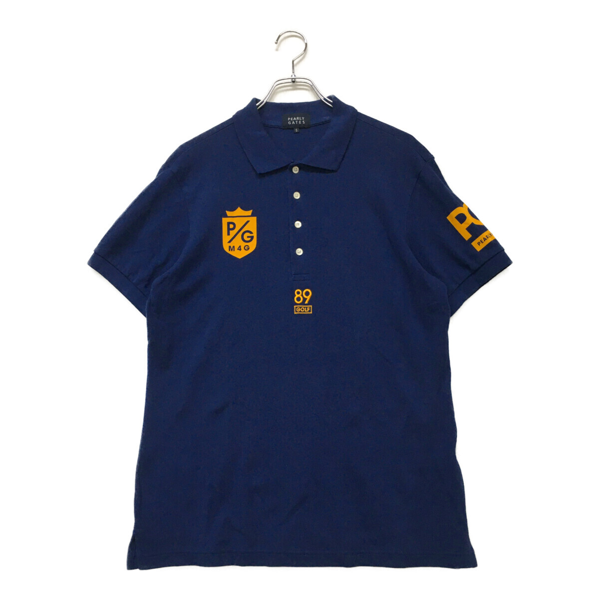 coco 中古【値下げ】 パーリーゲイツ PEARLY GATES メンズ 半袖ポロシャツ 5(L) 紺 ネイビー レターパックプラス発送可 113664拍卖