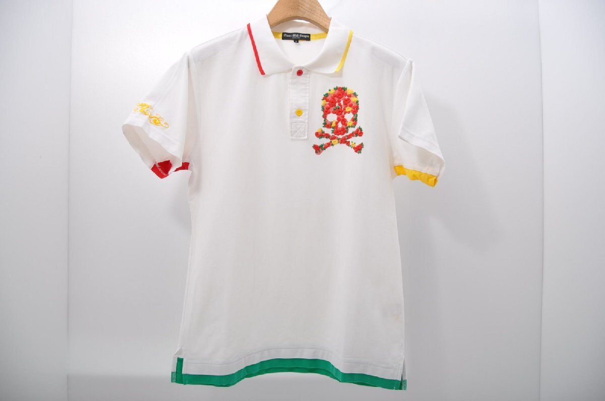 coco 中古【値下げ】 ダンスウィズドラゴン DANCE WITH DRAGON メンズ 半袖ポロシャツ 2(M) 白 ホワイト レターパックプラス発送可 80435拍卖