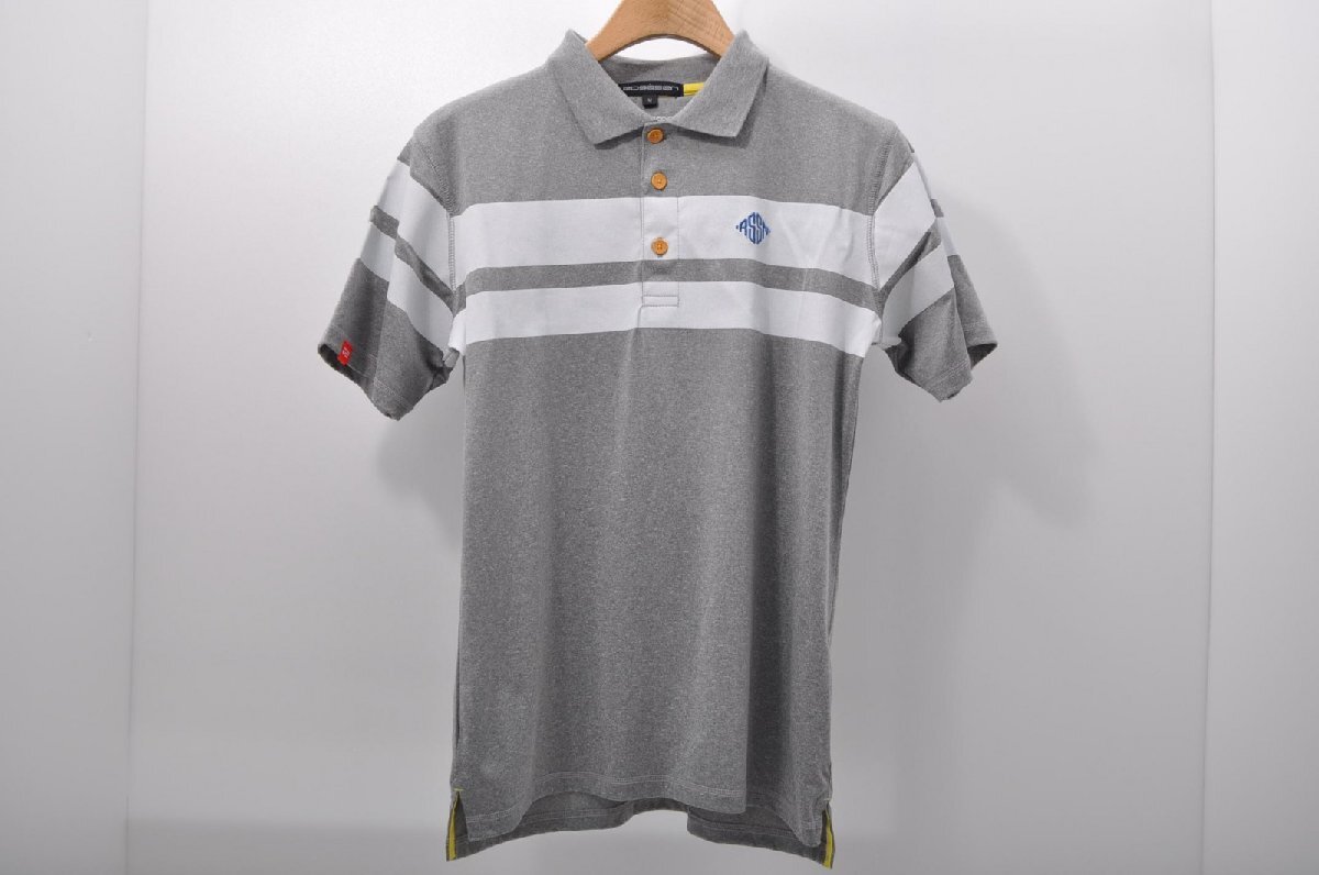 coco 中古【値下げ】 ロサーセン ROSASEN メンズ 半袖ポロシャツ M グレー ボーダー レターパックプラス発送可 76694拍卖