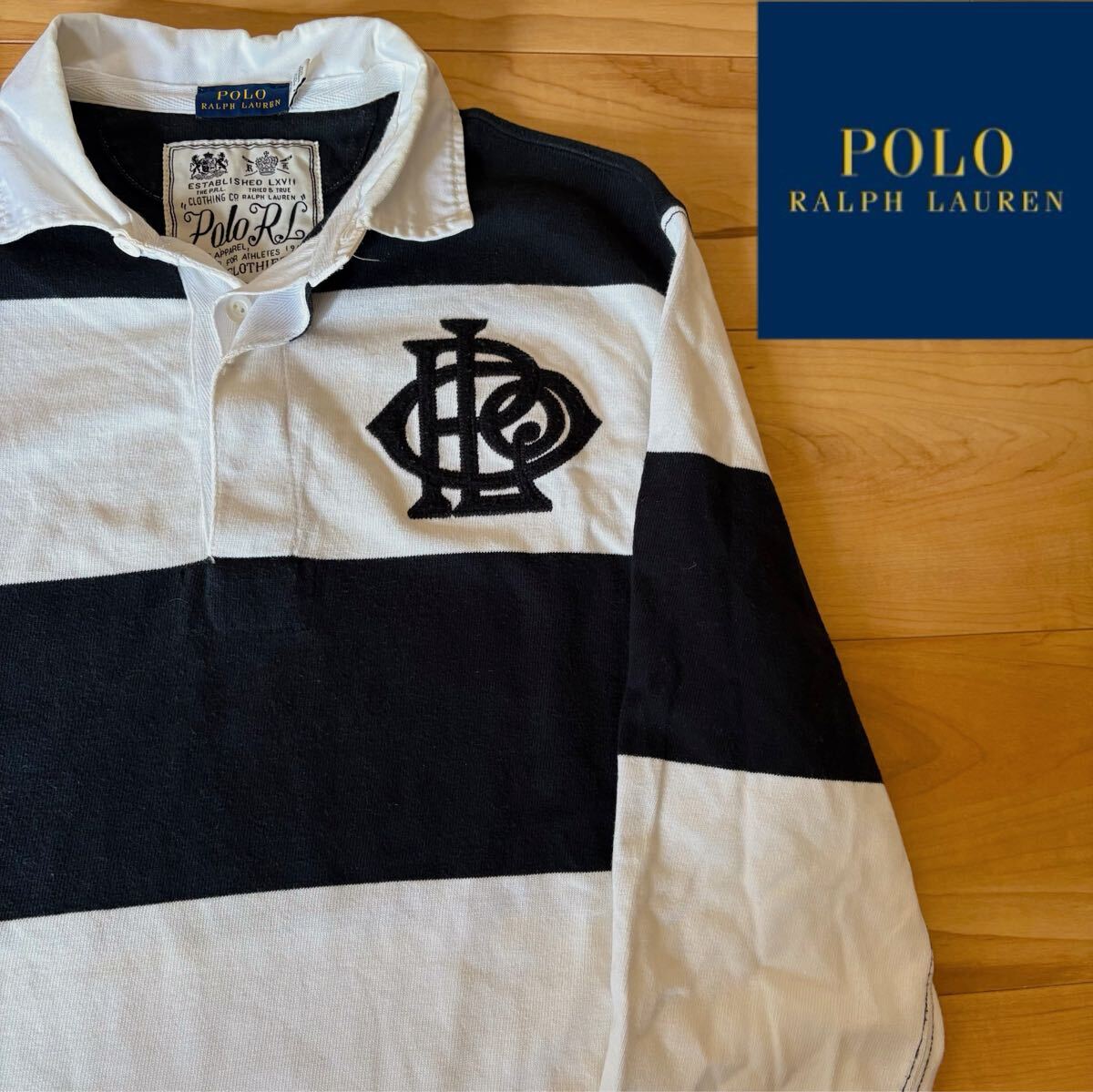 POLO RALPHLAUREN 長袖 ボーダー ラガーシャツ レディース XS ポロラルフローレン拍卖