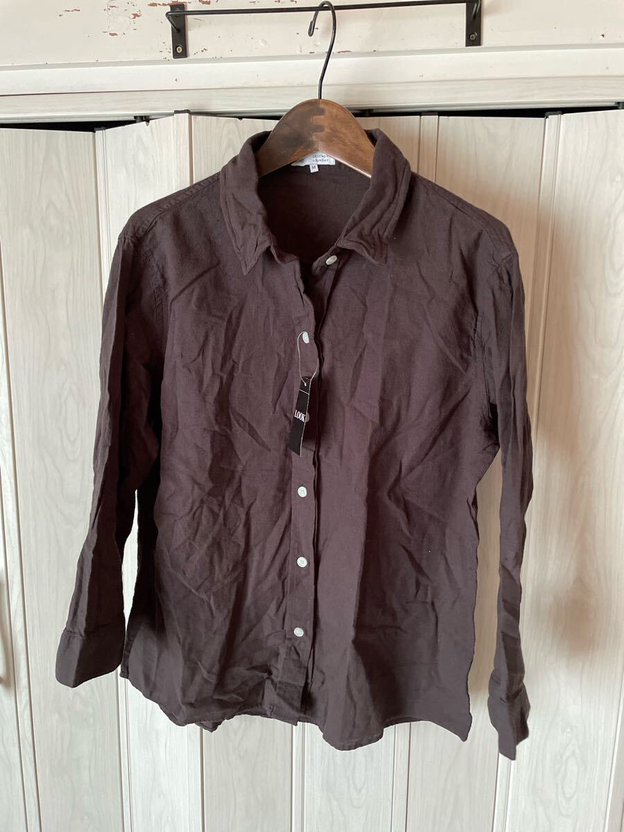 ◆LOOK/SEVENDAYS=SUNDAY/ブラウンの麻混シャツ/新品◆hns拍卖