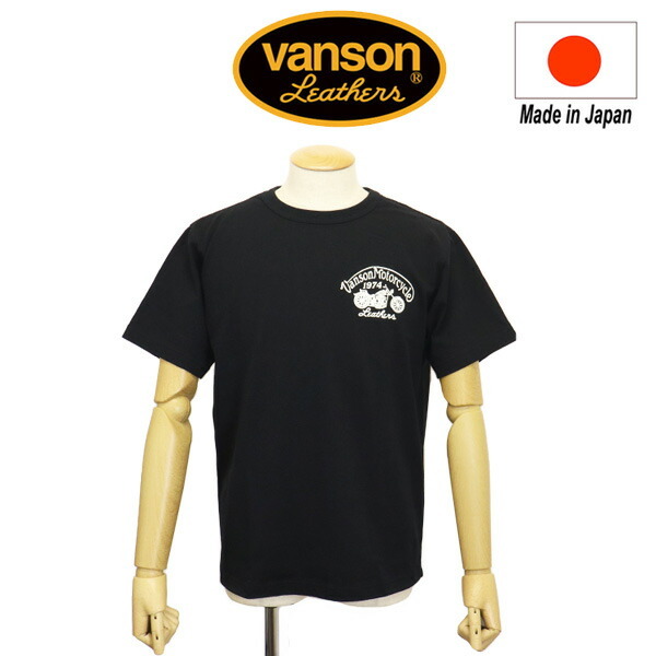 VANSON (バンソン) 882V070N MOTORCYCLE 74 モーターサイクル ショートスリーブ Tシャツ 半袖 日本製 BLACK L拍卖