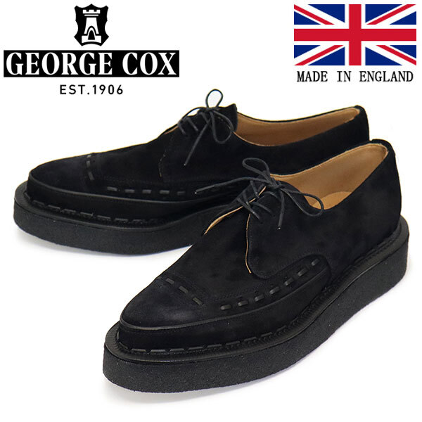 GEORGE COX (ジョージコックス) DIANO 3705 V ラバーソール レザーシューズ 090 BLACK SUEDE UK6-約25.0cm拍卖