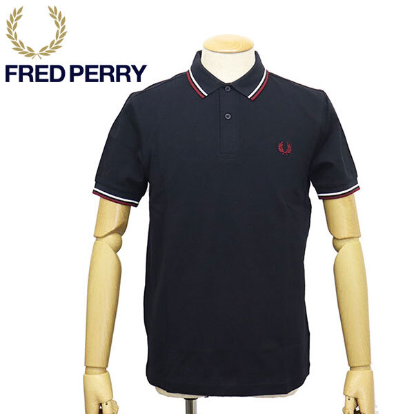 FRED PERRY (フレッドペリー) M3600 TWIN TIPPED FRED PERRY SHIRT ティップライン ポロシャツ FP536 T55NAVY / SNOW WHITE / RED XL拍卖