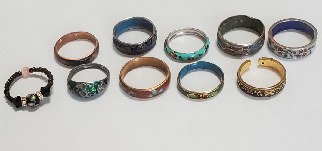 中国七宝 指輪 10点セット まとめて レディース アクセサリー ヴィンテージ アンティーク 20g拍卖