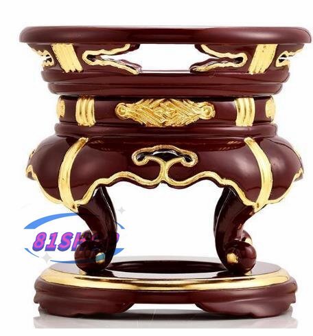 「81SHOP」新品 17*15.5cm木製朱塗面金 丸金台 馨子台 馨子木魚 木魚台 仏壇 仏具 寺院仏具拍卖