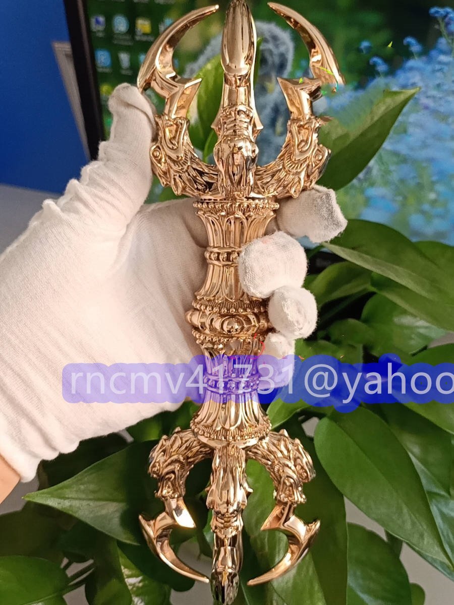 「81SHOP」密教法具 寺院用仏具★ 唐型 五鈷杵 響銅製磨き仕上げ 22cm 800g拍卖
