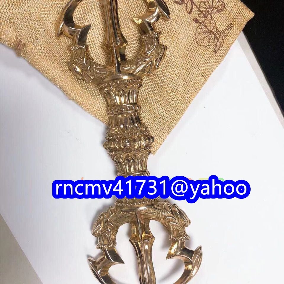 「81SHOP」三鈷杵★ 真言宗 金剛杵 密教法具 寺院用仏具 銅製磨き仕上げ 長さ22cm拍卖