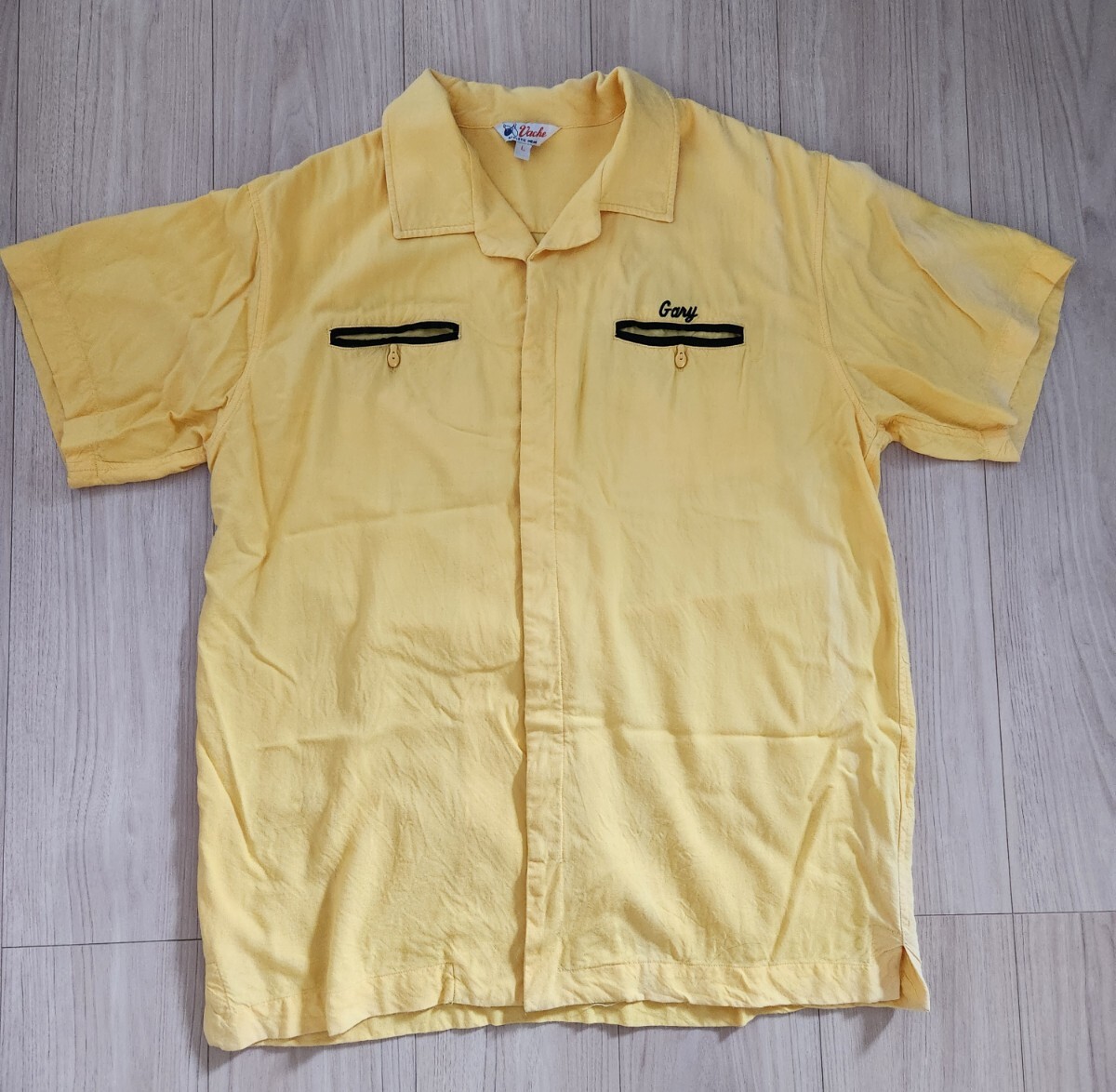 ボーリングシャツ 開襟シャツ チェーンステッチ 刺繍 レーヨン アメカジ 拍卖