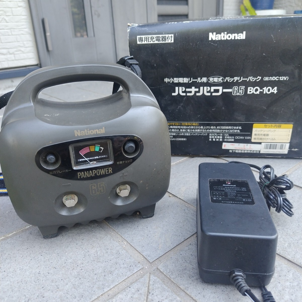 ナショナル パナパワー中小型電動リール用充電式バッテリー 6・5 BQ−104 (中古)ジャンク 釣用バッテリー 釣具拍卖