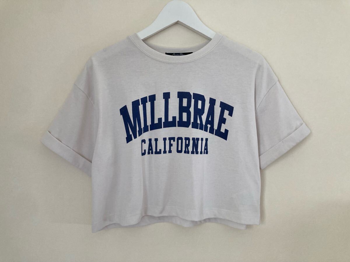 しまむら購入CandyBlue キャンディブルー★ロゴショート丈Tシャツ☆140拍卖