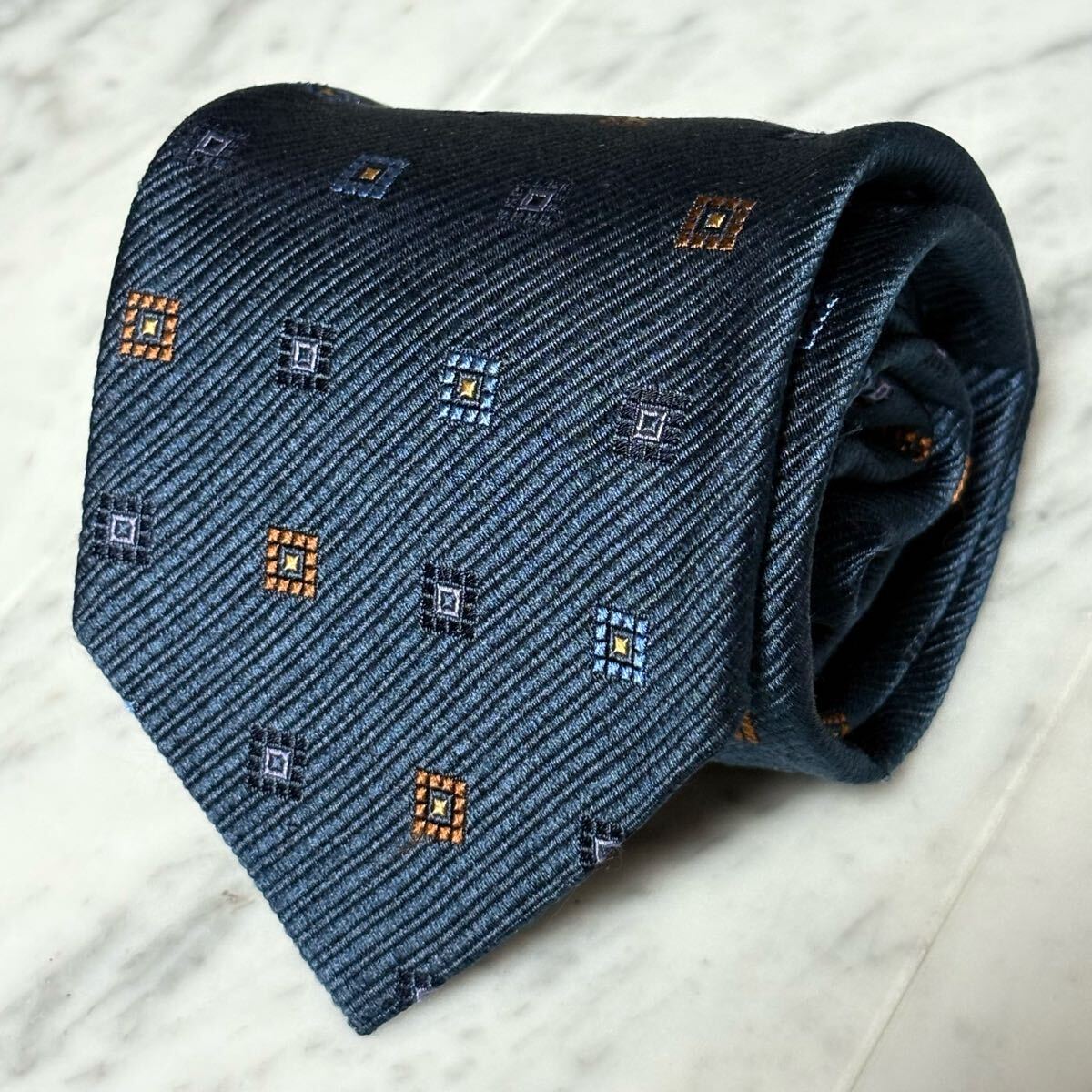 【美品】 999円~ ROMEO GIGLI ネクタイ ネイビー 小紋 総柄 (B1)拍卖