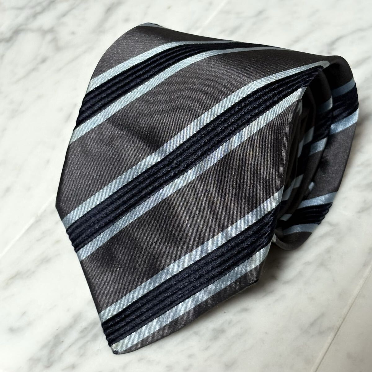 770円~ ETRO ネクタイ ストライプ グレー 光沢 (GB1)拍卖
