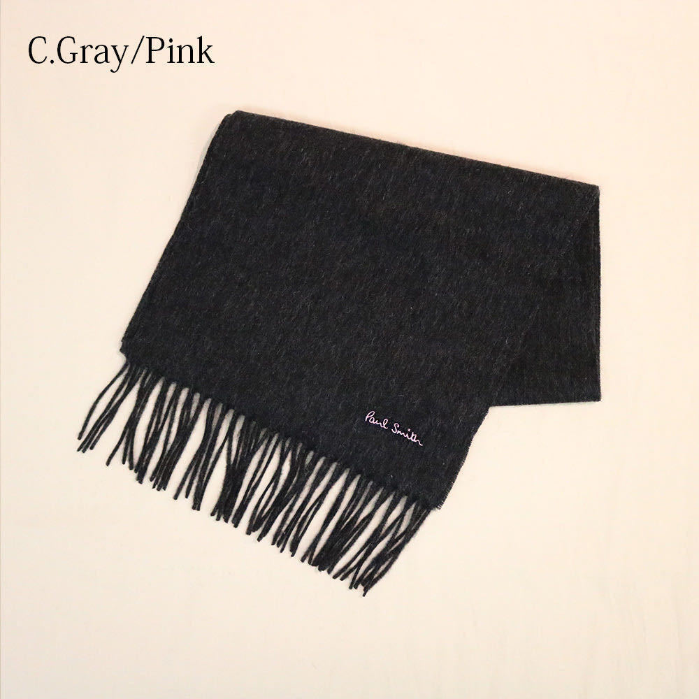 【新品】ポールスミス PAUL SMITH マフラー M1A-933D-AS04-74 メンズ レディース ダークグレー ピンクロゴ拍卖