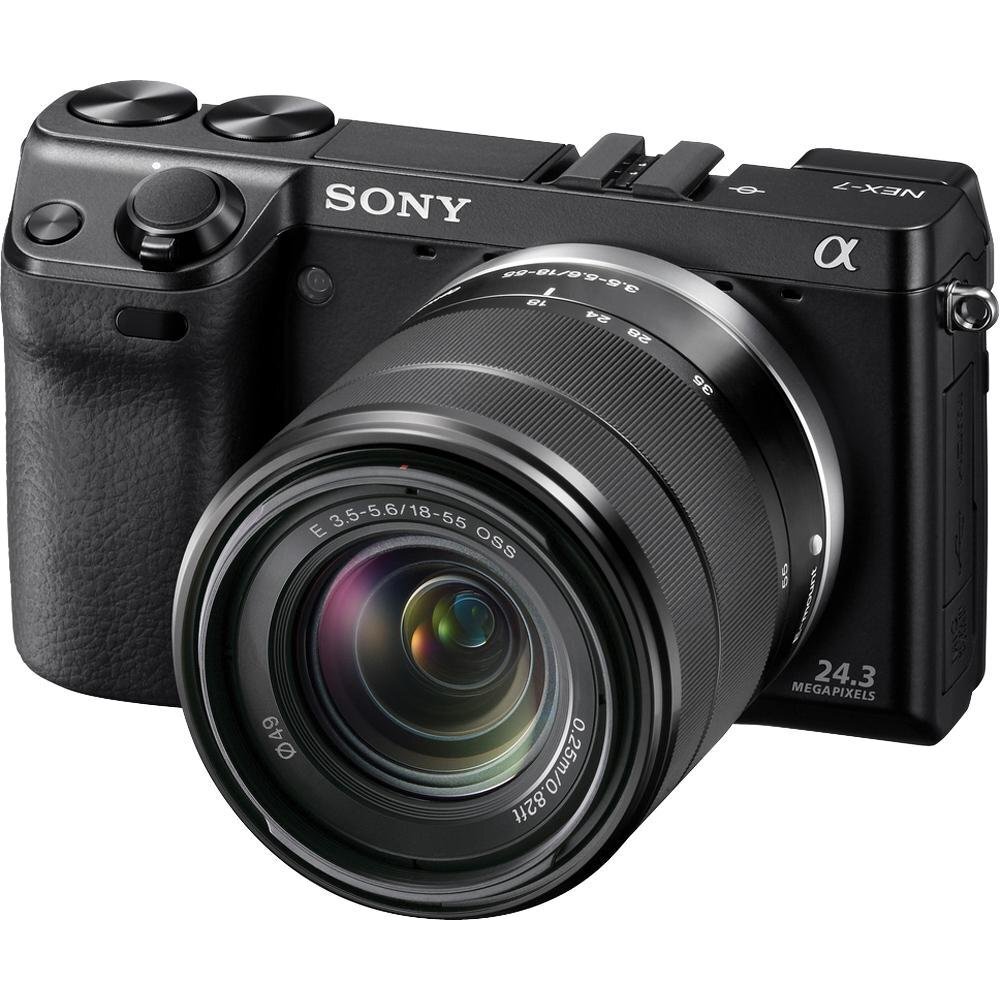 【中古】ソニー SONY ミラーレス一眼 α NEX-7 ズームレンズキット E18-55mm F3.5-5.6 OSS付属 専用ブラックモデル N拍卖